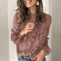 Camisa feminina de renda vazada