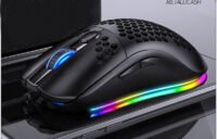 Rato mecânico para jogos com fio e iluminação RGB para e-sports