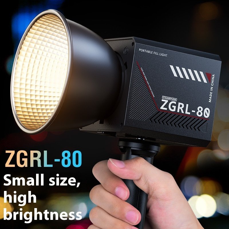 Luz de enchimento COB exterior portátil de alta potência de 80 W para fotografia e videos