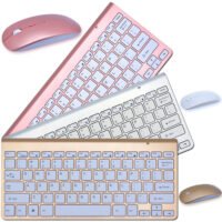 Teclado Bluetooth e Mouse – Conjunto de teclado e mouse sem fio 2.4G, mini teclado e mouse para notebook, laptop, Mac, computador desktop, Smart TV e PS4.