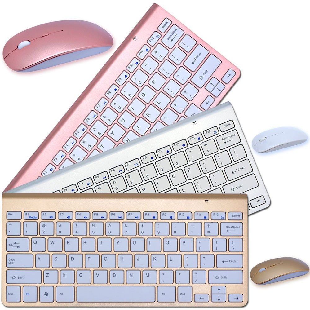 Teclado Bluetooth e Mouse - Conjunto de teclado e mouse sem fio 2.4G, mini teclado e mouse para notebook, laptop, Mac, computador desktop, Smart TV e PS4.