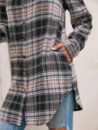 Jaqueta camisa xadrez feminina casual folgada e macia