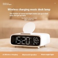 Despertador musical com carregador sem fio, Altifalante Bluetooth
