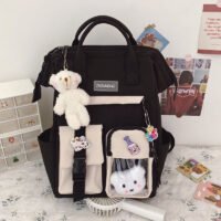 Mochila feminina roxa estilo preppy