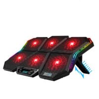 Base de resfriamento para computadores Portáteis notebook com seis ventoinhas e tela sensível ao toque.