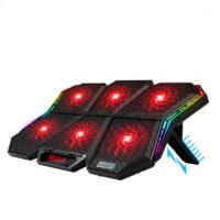 Base de resfriamento para computadores Portáteis notebook com seis ventoinhas e tela sensível ao toque.