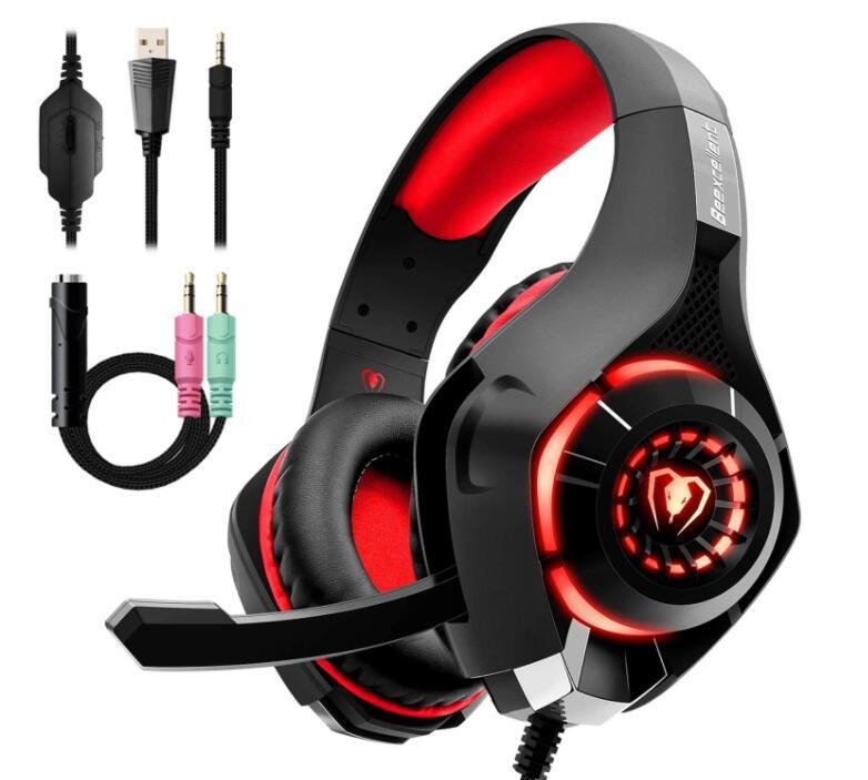 Auscultadores Gaming ENKES para Ps4 Ps5 Xbox One Conforto Redução de Ruído Crystal Clarity 3,5 Mm Led Profissional com Microfone P