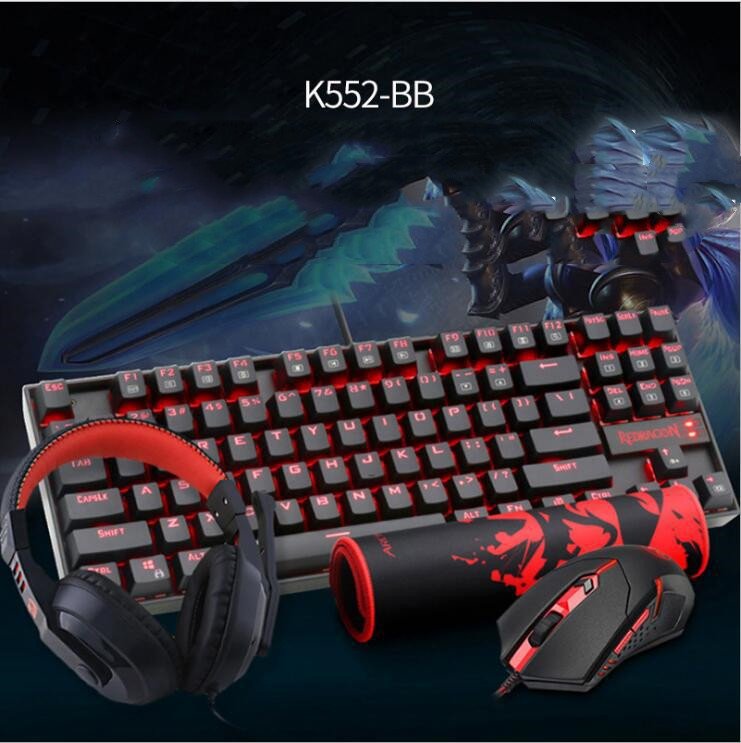 Teclado mecânico com fio monocromático luminoso para jogos de e-sports, eixo verde.