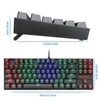 Teclado mecânico com fio monocromático luminoso para jogos de e-sports, eixo verde.